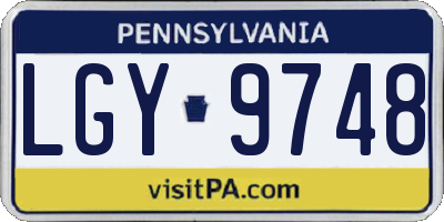 PA license plate LGY9748