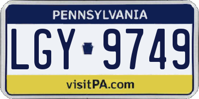 PA license plate LGY9749