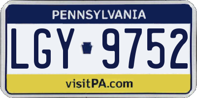 PA license plate LGY9752