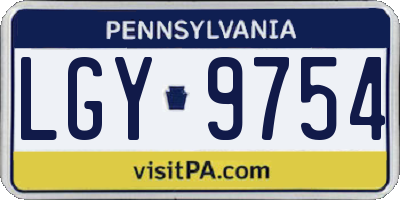 PA license plate LGY9754