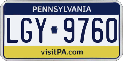 PA license plate LGY9760