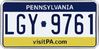 PA license plate LGY9761