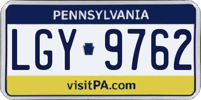PA license plate LGY9762