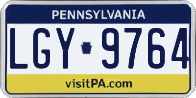 PA license plate LGY9764