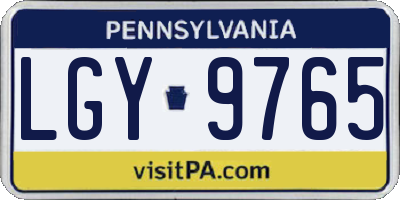 PA license plate LGY9765