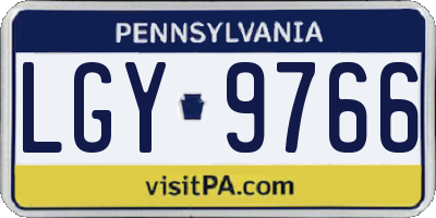 PA license plate LGY9766