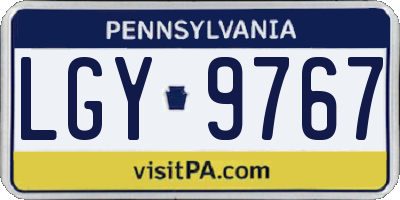 PA license plate LGY9767