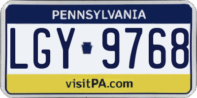 PA license plate LGY9768