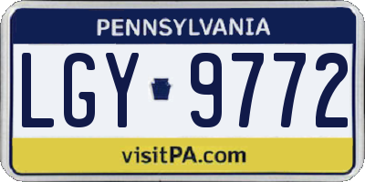 PA license plate LGY9772