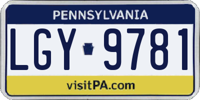 PA license plate LGY9781