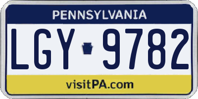 PA license plate LGY9782