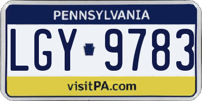 PA license plate LGY9783