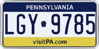 PA license plate LGY9785