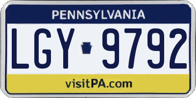 PA license plate LGY9792