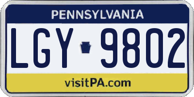 PA license plate LGY9802
