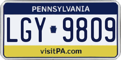 PA license plate LGY9809