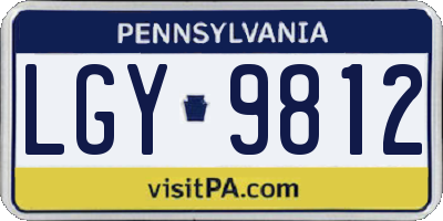 PA license plate LGY9812