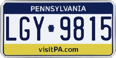 PA license plate LGY9815