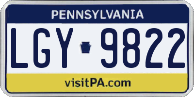 PA license plate LGY9822