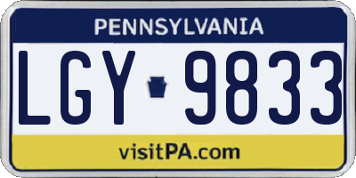 PA license plate LGY9833