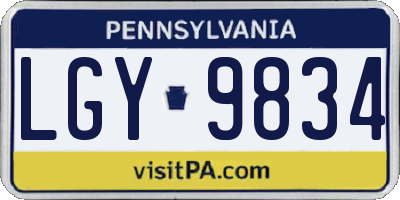 PA license plate LGY9834