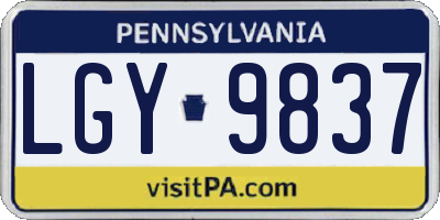 PA license plate LGY9837