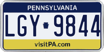 PA license plate LGY9844