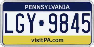PA license plate LGY9845