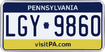 PA license plate LGY9860