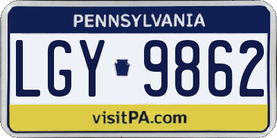 PA license plate LGY9862