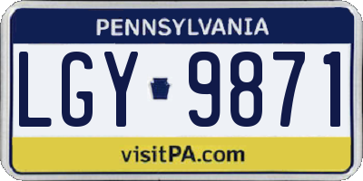 PA license plate LGY9871