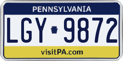 PA license plate LGY9872