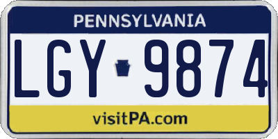 PA license plate LGY9874