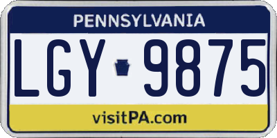 PA license plate LGY9875