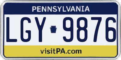 PA license plate LGY9876