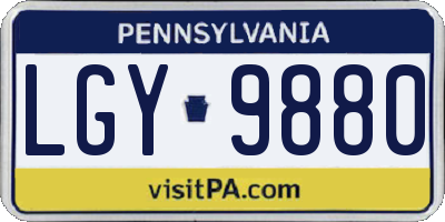 PA license plate LGY9880