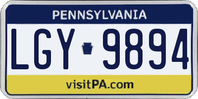 PA license plate LGY9894