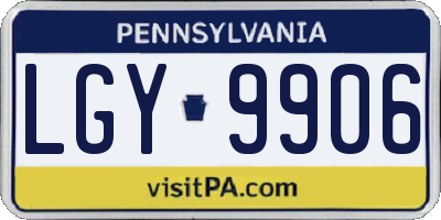 PA license plate LGY9906
