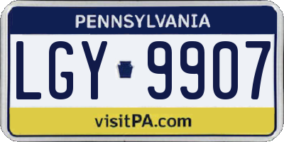 PA license plate LGY9907