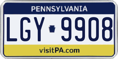 PA license plate LGY9908