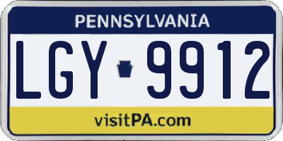 PA license plate LGY9912