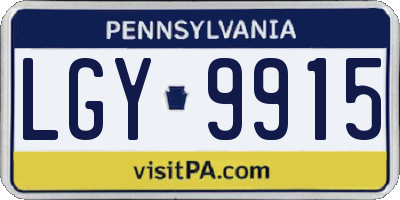 PA license plate LGY9915