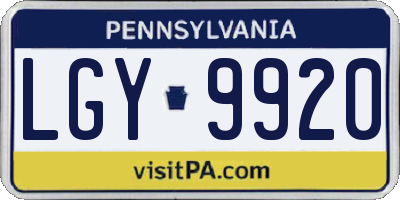 PA license plate LGY9920