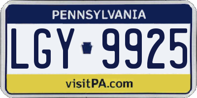 PA license plate LGY9925