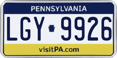 PA license plate LGY9926