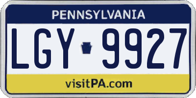 PA license plate LGY9927