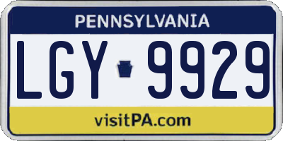 PA license plate LGY9929
