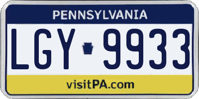 PA license plate LGY9933