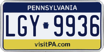 PA license plate LGY9936