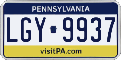 PA license plate LGY9937